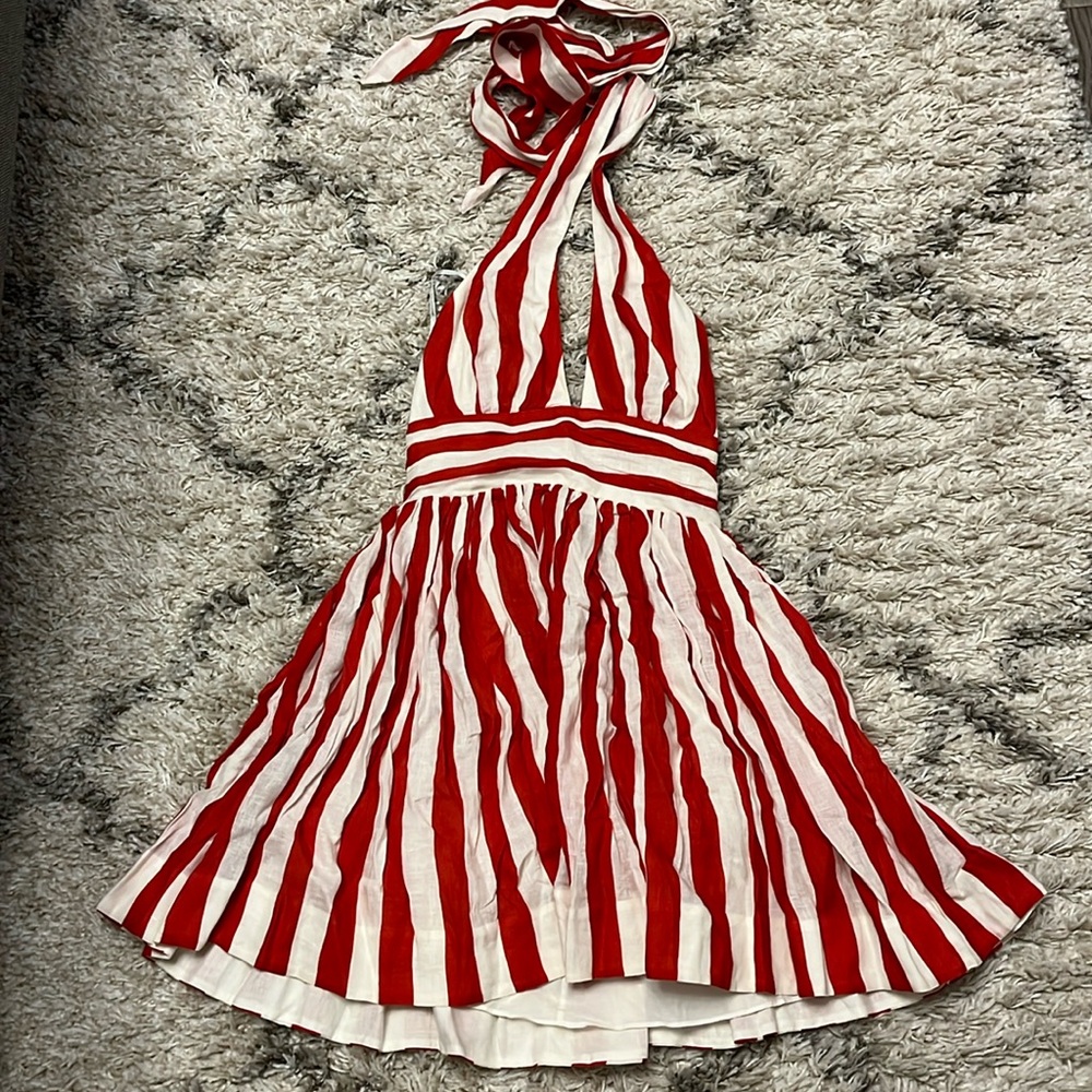 Zimmermann alight halter mini dress. Red and white stripe. AU size 0. US size 4.
